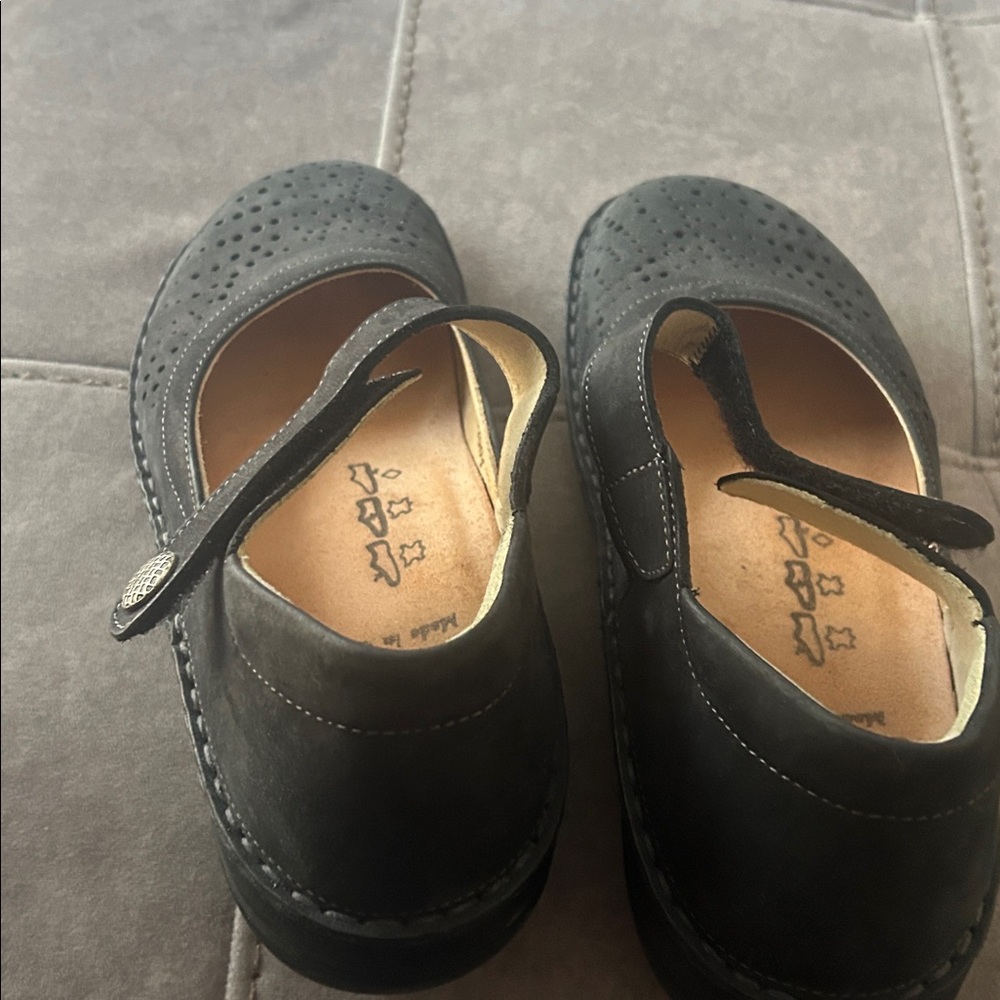 Finn Comfort Bellevue Mary Jane Black Soft Suede Shoes size 38 D - Picture 5 of 6